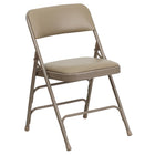 Flash Furniture HERCULES Series Curved Triple Braced & Double-Hinged Beige Vinyl Metal Folding Chair-Beige Vinyl Upholstered Seat and Back