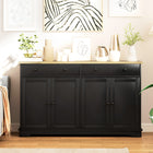 HOMCOM 55.1" L Sideboard Buffet Cabinet with Storage - Black-Three-level adjustable shelf meets various storage needs