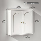 HOMCOM Bathroom Wall Cabinet with 2 Arched Doors and Gold Handles - White Wood Grain-Great for bathroom or kitchen
