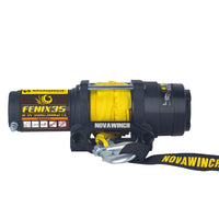 Novawinch FENIX 3,500 lb 12V Electric Winch with Synthetic Cable, Handbar Switch and Remote Control-3500 lb. pulling capacity for ATV vehicle recovery, trailer use, plus other horizontal pulling.