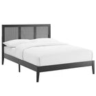 Modway Sirocco Rattan and Wood Full Platform Bed - Black-Assembly Required