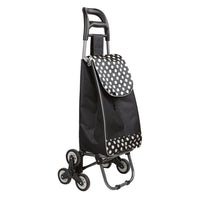 BIOS Living Rolling Shopping Cart - Black polka dots - 3 wheels -3 wheels for easy stair climbing