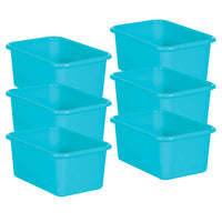Teacher Created Resources Small Plastic Storage Bin - Teal - 6 Pack-Small books, notepads, toys, games, and supplies can be stored away to help your room stay clutter free.