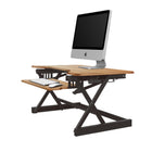 Rocelco 32" Adjustable Sit/Stand Keyboard Desk Riser with Anti Fatigue Mat - Teak-Supports 35 pounds