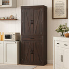 HOMCOM 72" H Kitchen Pantry Cabinet with Barn Doors - Brown-Built with strong particle board and MDF, ensuring long-lasting stability and durability 