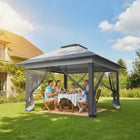 Outsunny 12 ft W x 12 ft L Pop-up Tent Gazebo Instant Canopy - Dark Grey-3 Level adjustable legs to adjust the height easily