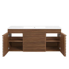 Modway Render 48" Wall-Mount Bathroom Vanity - Walnut/White-7