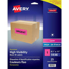 Avery High Visibility Neon Labels, 8.5" x 11", Magenta, 25 Pack (5936)-Permanent