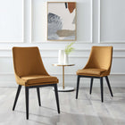 Modway Viscount Accent Performance Velvet Dining Chairs - Cognac - 2 Pack-Black Rubberwood Legs