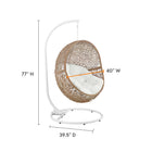 Modway Encase Outdoor Patio Rattan Swing Chair - Cappuccino White-Powder-Coated Steel Frame