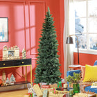 HOMCOM 7' Tall Pencil Artificial Christmas Tree with Steel Base - Green-Flame retardant branches enhance safety 