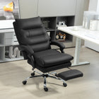Vinsetto Executive Office Chair with Footrest and 6-Point Massage and Heat - Black-Curved backrest and double-tier padding provide extra support 
