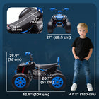 Qaba 24V 2-Seater Ride On Car for Kids with Suspension Wheels - Blue-Wide wheels and dual suspension provide a smoother, safer ride 