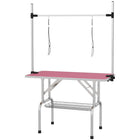 PawHut Adjustable Dog Grooming Table with 2 Safety Slings - Pink-Solid metal frame for reliability and ongoing strength