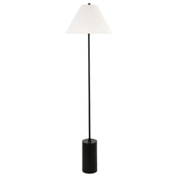 Hudson&Canal Somerset 64" Tall Floor Lamp with Empire Fabric Shade - Blackened Bronze/White-Modern and contemporary design for your living room, office space, bedroom, or reading nook