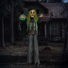 HOMCOM 6' Life Size Animated Clown with Sound Motion Activation - Green-Halloween outdoor decor activates automatically via touch or loud sounds 
