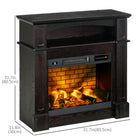 HOMCOM Electric Fireplace Heater with Mantel and Remote Control - Brown-With 700W/1400W heating power, the heater provides supplemental zone heating for up to 323ft² 