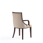 Manhattan Comfort Grand 22.5" Traditional Faux Leather and Velvet Upholstered Dining Armchair - Tan-Option to Purchase with Matching Dining Chairs