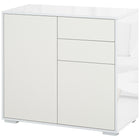 HOMCOM 31.1" L High Gloss Buffet Sideboard with 2 Drawers - White-Great for storing dinnerware, glasses, cups, books, and more
