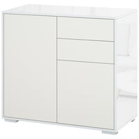 HOMCOM 31.1" L High Gloss Buffet Sideboard with 2 Drawers - White-Great for storing dinnerware, glasses, cups, books, and more