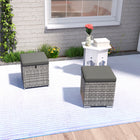 Outsunny 2 Pieces Wicker Outdoor Ottoman with Storage - Dark Grey-Cushions with soft padding for optimal comfort, with elastic bands for fixing
