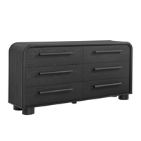 Modway Bellamy Curved 6-Drawer Dresser - Black Oak-Modern Curved 6 Drawer Dresser