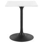 Modway Lippa 24" Square Wood Dining Table - Black White-Modern Dining Table
