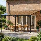 Outsunny 13 ft W x 10 ft L Lean to Gazebo - Hardtop Wall Mounted Outdoor Pergola - Brown-Included bolts and stakes for concrete or grass ensure stability against strong winds