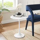 Modway Lippa 20" Round Faux Marble Side Table - White White-Chip-Resistant Metal Pedestal Base