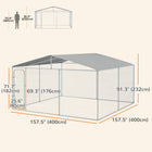 PawHut Outdoor Dog Kennel with Canopy - 13' x 13' x 7.6' - Silver-Canopy top offers protection from the rain and sun 