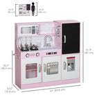 Qaba Kids Play Kitchen with Chalkboard, Ice Maker - Pink-5-piece stainless steel set simulates realistic cooking 