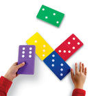 Learning Resources Jumbo Foam Dominoes-Includes 28 double six dominoes comes in 6 bright Colours red, blue, yellow, orange, green and purple with white dots, activity guide and storage case
