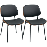 HOMCOM Dining Chairs in Mid Century Modern Style - Black - Set of 2-The curved wooden dining chairs enhance the chic ambiance of the dining area