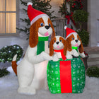 GEMMY Airblown Inflatable Christmas Fuzzy Dog Family Scene - 66"-Includes stakes and tethers