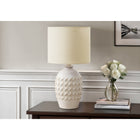 Monarch Specialties 19" H Transitional Table Lamp - Ivory Ceramic / Ivory / Cream Shade-The unique textured finish base with a raised zig-zag design adds a touch of elegance, making this decorative lamp not only functional but also a captivating accent in a living room, bedroom, or home office