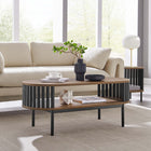 Modway Fortitude Wood Coffee Table - Walnut Black-Metal Legs
