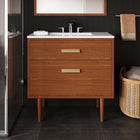 Modway Cassia 36" Teak Wood Bathroom Vanity Cabinet - Natural-Non-Marking Foot Caps