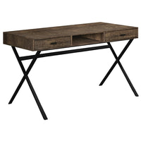 Monarch Specialties 7447 48" Computer Desk - Brown Reclaimed Wood/Black Metal-Perfect multi-use rustic desk for all laptop or tablets; easy maintainable surface finished on all sides