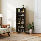 HOMCOM 67" H Farmhouse Pantry Cabinet - Distressed Grey-Crafted from quality particleboard and MDF with a veneer surface 