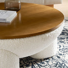 Modway Tridome Round Boucle Upholstered Storage Coffee Table - Natural Ivory-Non-Marking Floor Glides