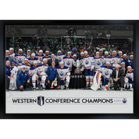 Edmonton Oilers Canavs 2025 Conference Champions - Framed Canvas - 31" x 22"-Premium canvas print with gallery-wrapped edges