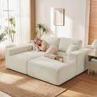 HOMCOM Modular L-Shaped Sectional Sofa with Deep Seat - Cream White-Wide armrests double as trays for practical convenience  