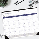 Blueline 2027 DuraGlobe Monthly Desk Pad Calendar - 22" x 17" - Bilingual-Sheets bound at the top, perforated for easy tear-off