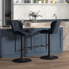 HOMCOM Adjustable Counter Height Fabric Bar Stools - Black - 2 Pack-A must for home bars, kitchens and high dining spots

