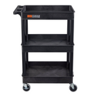 Luxor ENDURA 34" H Three-Tier Utility Cart - 24" W x 18" D - Black-It supports up to 300 lbs. evenly distributed, with each shelf holding approximately 100 lbs