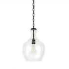 Hudson&Canal Verona 11" Wide Pendant with Glass Shade - Blackened Bronze/Clear-Rated for one 60W incandescent bulb - 9W LED bulb, 13W fluorescent (CFL) bulb, or 9W self-ballasted LED bulb, E26-base bulb, Bulb not included