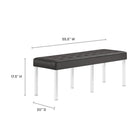 Modway Loft Tufted Vegan Leather Bench - Silver/Grey-Vegan Leather Upholstery