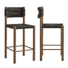Modway Parkland Outdoor Patio Rattan and Aluminum Counter Stools - Walnut - Set of 2-Set of 2 Outdoor Dining Counter Stools
