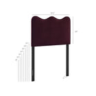 Modway Athena Stain-Resistant Performance Velvet Twin Size Headboard - Mulberry-Scalloped Wave Design