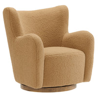 Modway Montrose Wingback Sherpa Swivel Accent Chair - Camel Walnut-Wingback Accent Chair